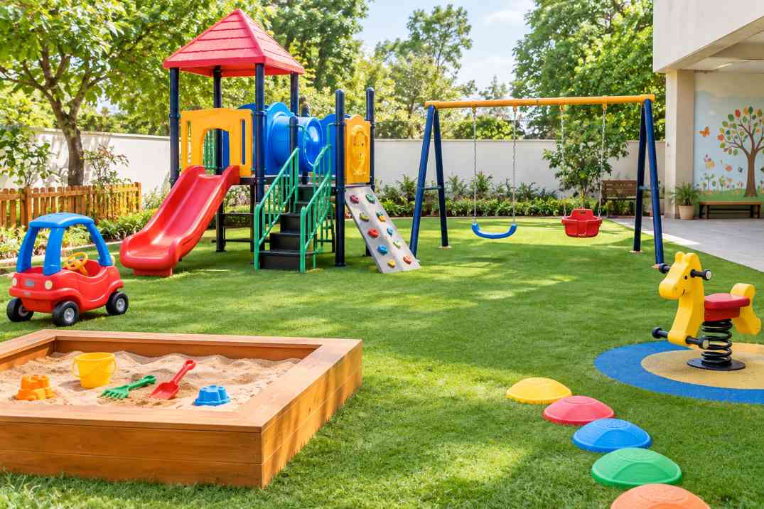 Outdoor play area at Sprouting Munchkins Preschool